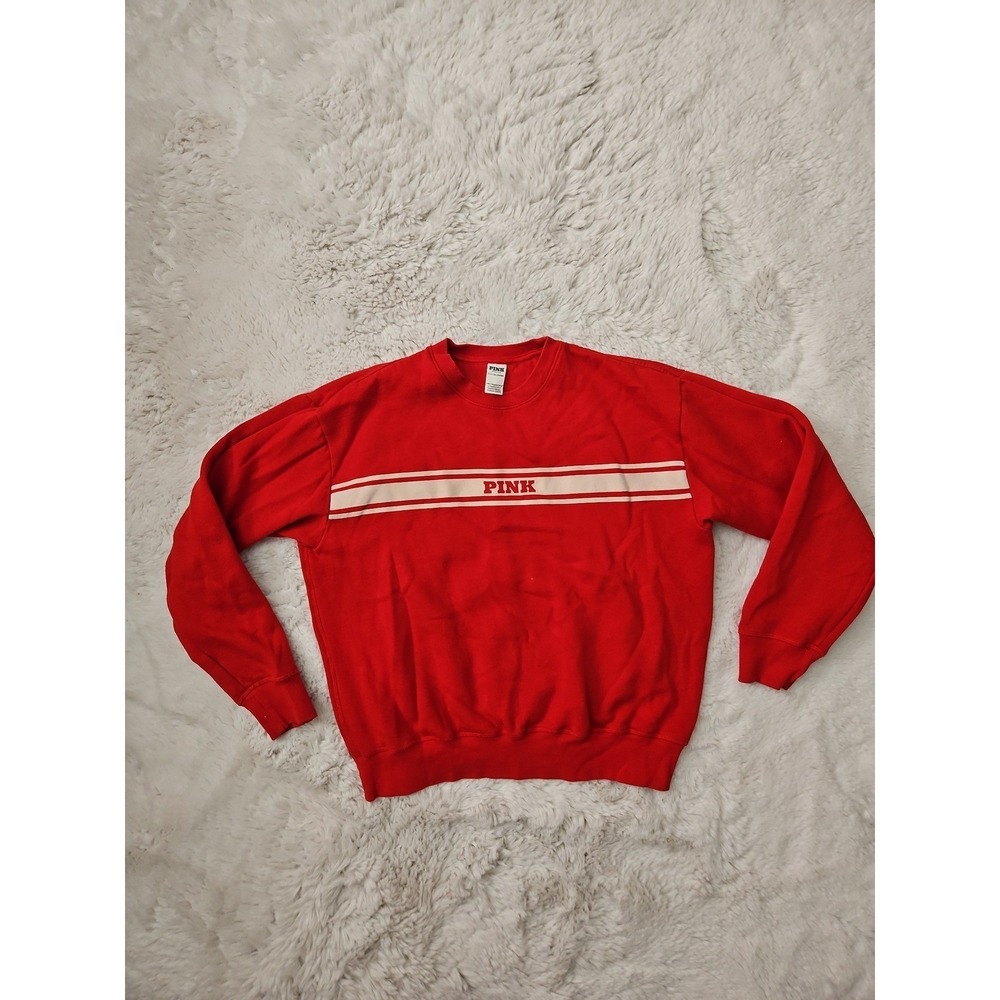 Vtg Style PINK Victoria's Secret Red Crewneck Sweater Sz S Indie Sleaze Y2K - Picture 9 of 12